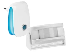 Infactory Funk Bewegungsmelder:Kabellose Funkklingel Mit PIR-Bewegungsmelder Und Steckdosen-Empfänger