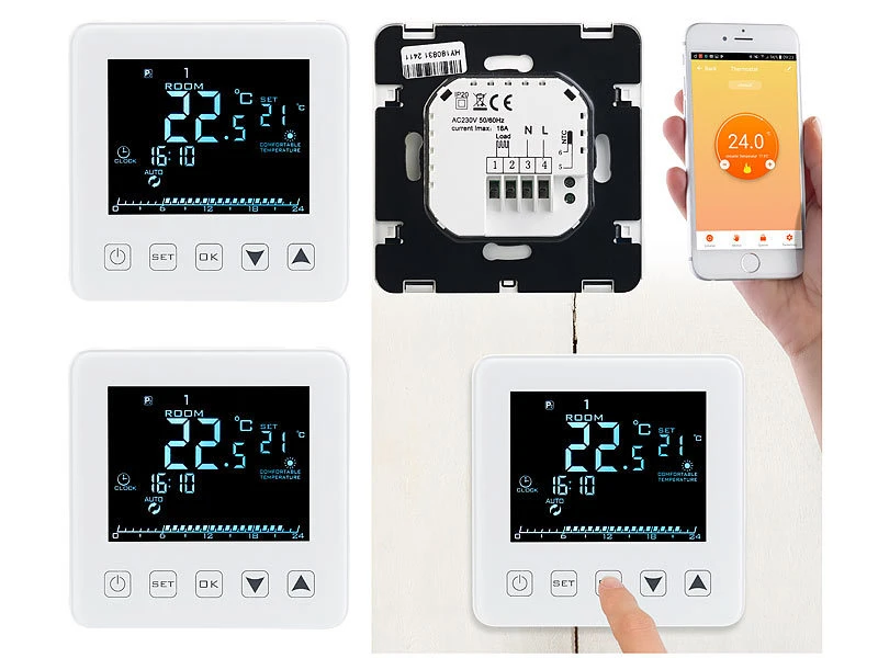 Revolt Elesion Thermostat:2er-Set WLAN-Thermostate Für Fußbodenheizungen, Für Siri, Alexa & GA - Image 2