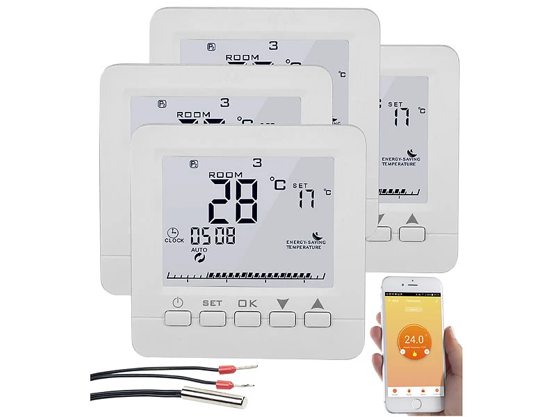Revolt Raumthermostat:4er-Set WLAN-Thermostate Für Fußbodenheizung, Für Siri, Alexa & GA - Image 2