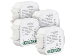 Luminea Home Control Funk Dimmer:4er-Set WLAN-Unterputz-Lichtschalter Und -Dimmer, Mit App