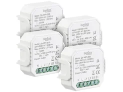 Luminea Home Control WLAN Schalter:4er-Set WLAN-Unterputz-Lichtschalter,App, Für Siri, Alexa&Google Ass.