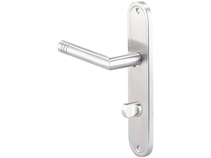 AGT Türgriff:Edelstahl-Türbeschlag-Set Für Bad & WC, 2 Klinken, Langschild-Garnitur - Image 2