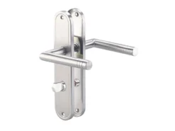 AGT Türgriff:Edelstahl-Türbeschlag-Set Für Bad & WC, 2 Klinken, Langschild-Garnitur