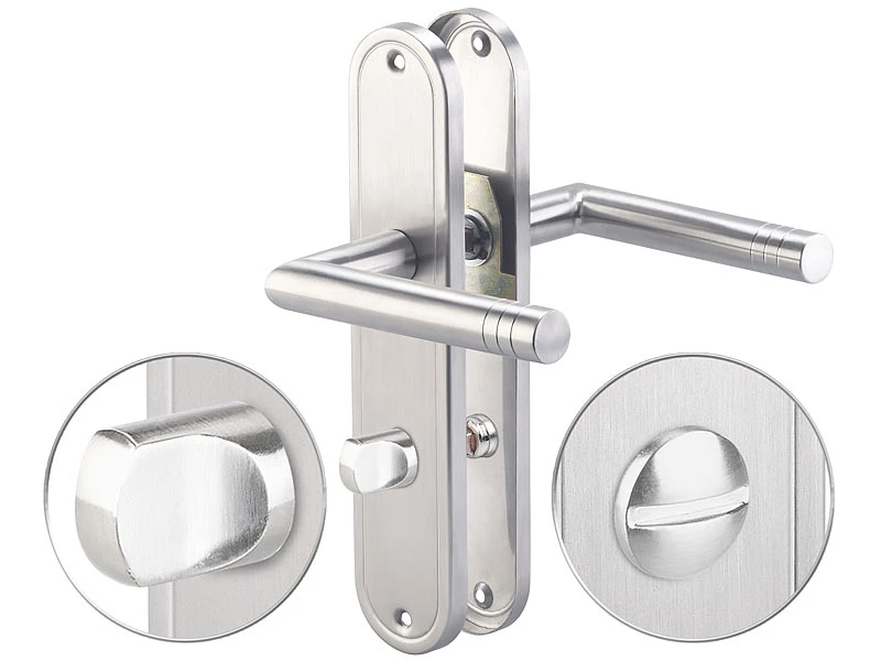 AGT Badezimmer-Türbeschläge:Edelstahl-Türbeschlag-Set Für Bad & WC, 2 Klinken, Versandrückläufer - Image 9