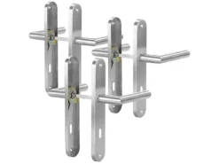 AGT Türgriffe:3er-Set Moderne Edelstahl-Türbeschläge, 6 Türklinken & 6 Langschilder