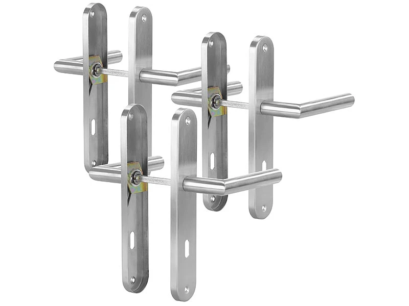 AGT Türgriffe:3er-Set Moderne Edelstahl-Türbeschläge, 6 Türklinken & 6 Langschilder
