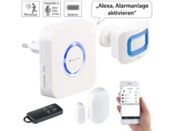 VisorTech WiFi Alarmanlage:4-teilige WLAN-Alarmanlage, Alexa-kompatibel, Für Bis 50 Sensoren, App