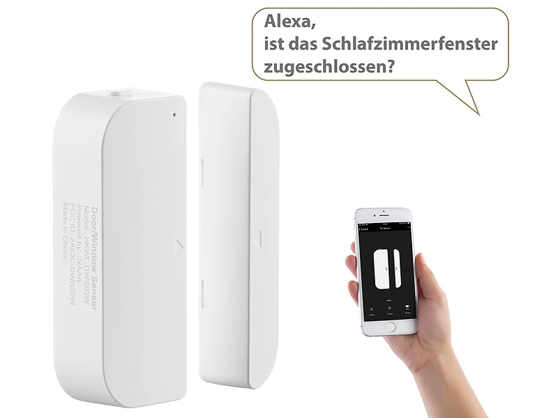 Luminea Home Control Türsensor:WLAN-Tür & Fensteralarm, Sicherung, Komp. Zu Alexa & Google Assistant - Image 3