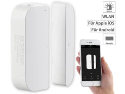 Luminea Home Control Türsensor:WLAN-Tür & Fensteralarm, Sicherung, Komp. Zu Alexa & Google Assistant