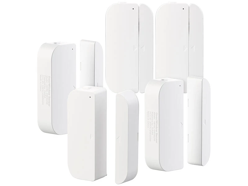 Luminea Fenstersensoren:5er-Set WiFi Tür & Fensteralarm, Alexa Und Google Assistant Komp. - Image 2