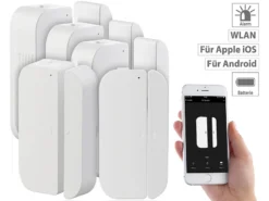 Luminea Fenstersensoren:5er-Set WiFi Tür & Fensteralarm, Alexa Und Google Assistant Komp.