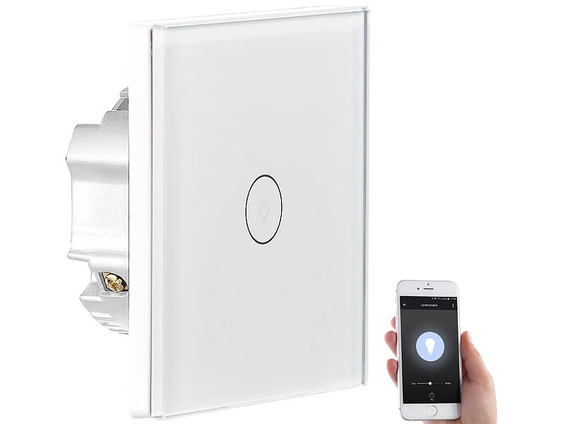 Luminea Home Control Wechselschalter:2er-Set Touch-WLAN-Lichtschalter, Für Siri, Alexa & Google Assistant - Image 11