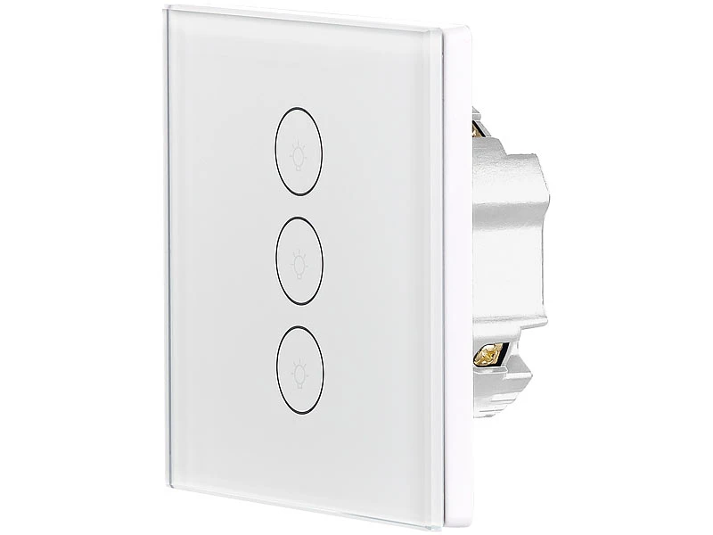 Luminea Home Control Touch Wechselschalter:Touch-Dreifach-Lichtschalter, Komp. Zu Amazon Alexa & Google Assistant - Image 3