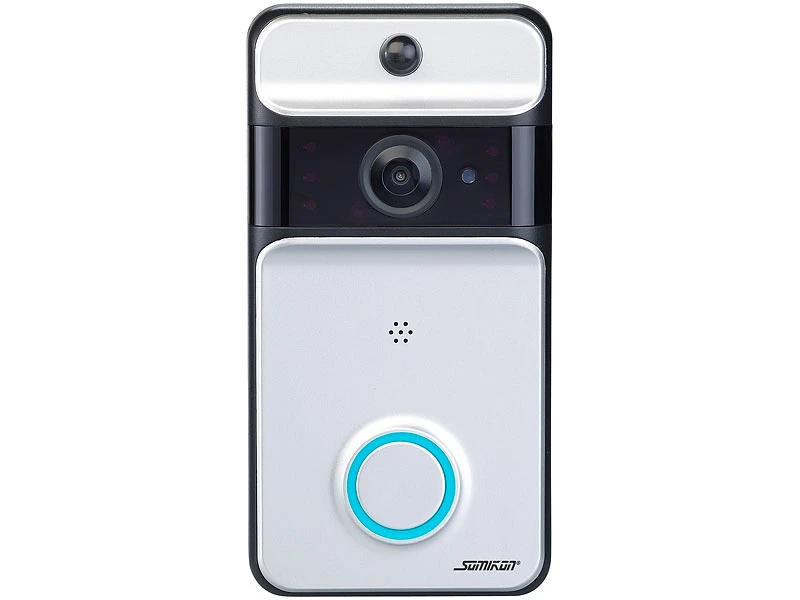 Somikon Doorbell:WLAN-Video-Türklingel Mit App, PIR-Sensor, 166° Bildwinkel, Akku, IP53 - Image 2