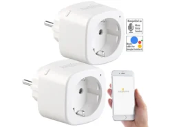 Luminea Home Control Elesion Steckdose:2er-Set WLAN-Steckdosen, Amazon Alexa & Google Assistant Komp., 16 A
