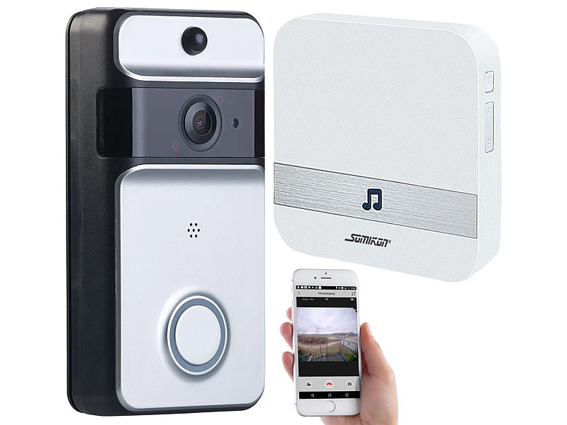 Somikon Türkamera WLAN:WLAN-Video-Türklingel Mit App, PIR-Sensor, Akku, IP53, Funk-Empfänger - Image 2