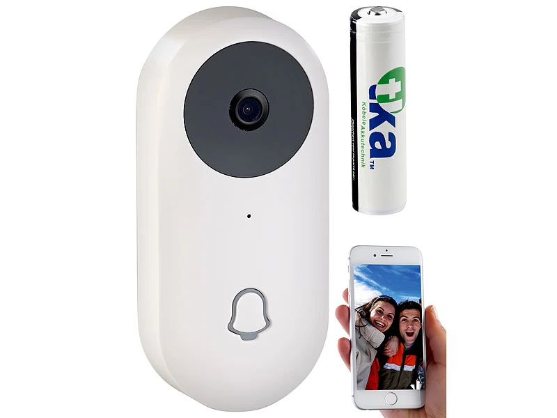 Somikon WLAN Klingel:WLAN-HD-Video-Türklingel Mit App, Gegensprechen, Inkl. Akku - Image 2