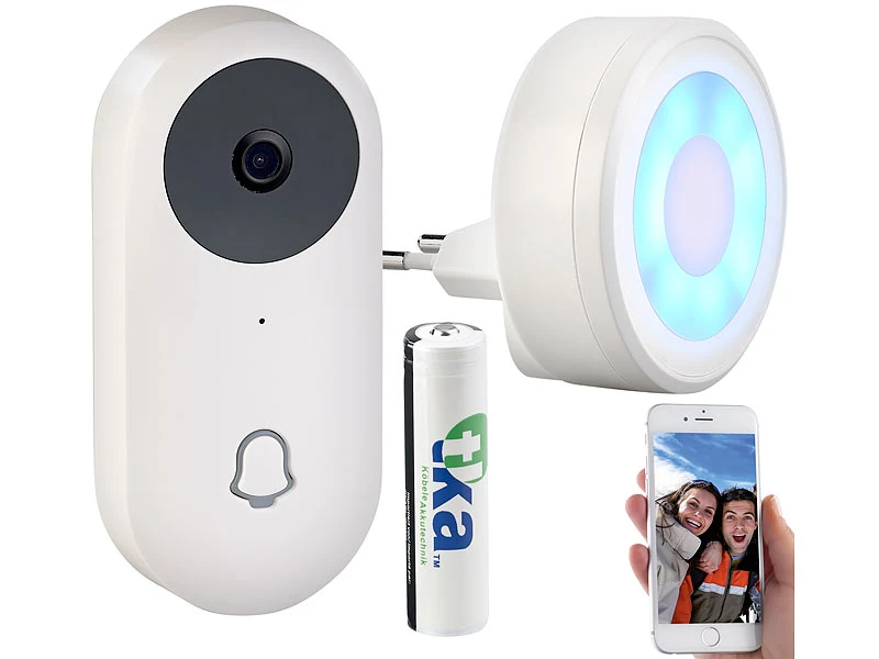 Somikon Klingel Mit Kamera:HD-Video-Funk-Türklingel Mit App, Gegensprechen, 156°-Bildwinkel, Akku - Image 2