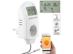 Revolt Steckdosenthermostat:WLAN-Steckdosen-Thermostat Für Heizgeräte, App, Sprachbefehl, Sensor