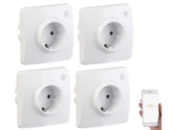 Luminea Home Control WiFi-Steckdose Alexa:4er-Set WLAN-Unterputz-Steckdosen, Kompatibel Mit A. Alexa & Google A.