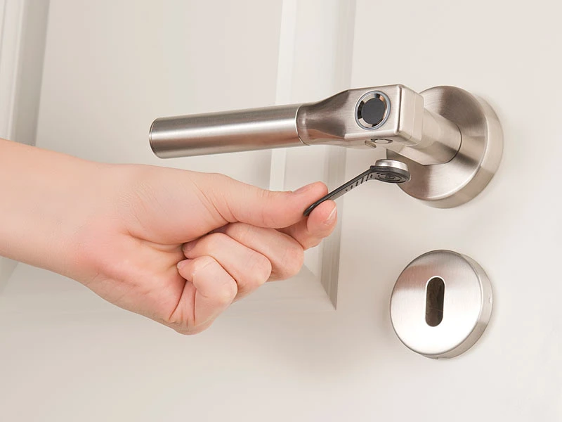 VisorTech Elektronischer Türgriff:Sicherheits-Türbeschlag, Fingerprint-Scanner & Transponder, DIN Rechts - Image 8