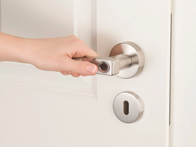 VisorTech Elektronischer Türgriff:Sicherheits-Türbeschlag, Fingerprint-Scanner & Transponder, DIN Rechts - Image 5