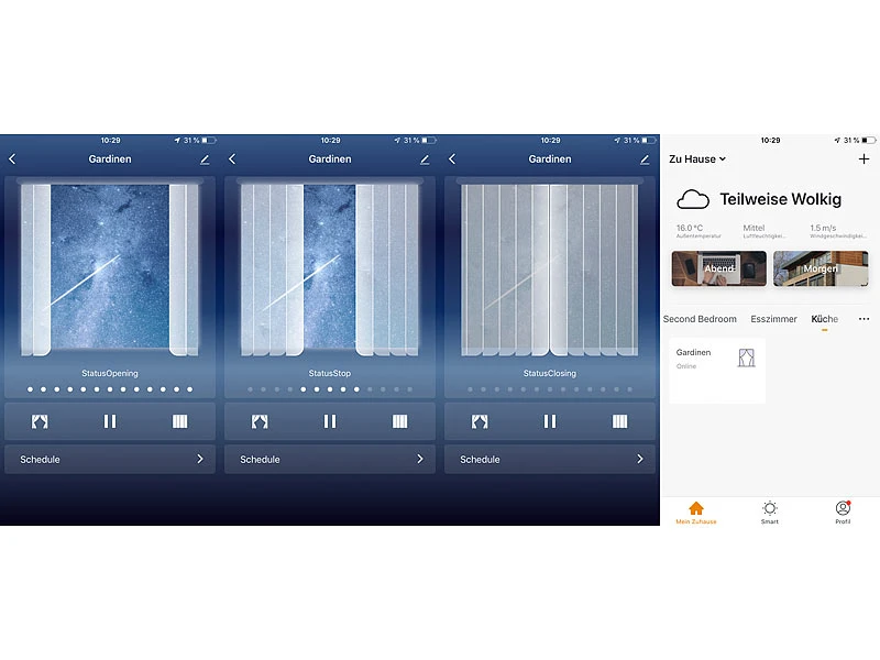 Carlo Milano Gardinenschiene:Teleskop-Gardinenstange Mit Elektr. Antrieb, WLAN & App, 172 - 306 Cm - Image 5