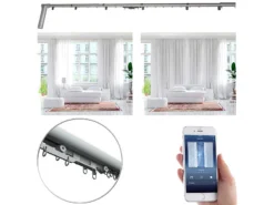Carlo Milano Gardinenschiene:Teleskop-Gardinenstange Mit Elektr. Antrieb, WLAN & App, 172 - 306 Cm