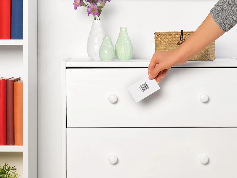 VisorTech Elektronisches Schloss:5er-Set Schubladen- & Schranktüren-Schloss Mit RFID-Schlüssel, BT, App - Image 7