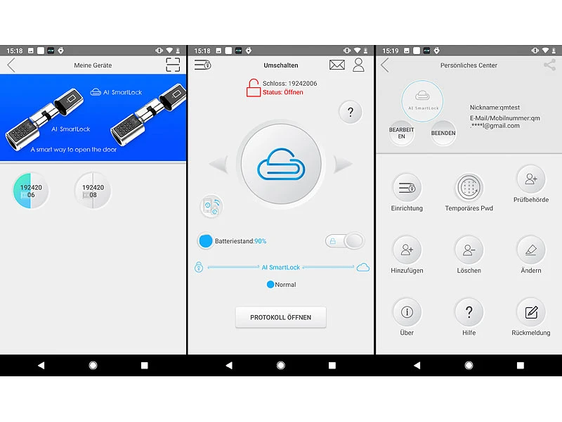 VisorTech Elektronisches Schloss:5er-Set Schubladen- & Schranktüren-Schloss Mit RFID-Schlüssel, BT, App - Image 8