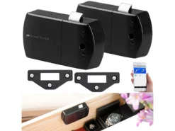 VisorTech Aufschraubschloss Möbel:2er-Set Schubladen- & Schranktüren-Schlösser Mit Bluetooth Und App