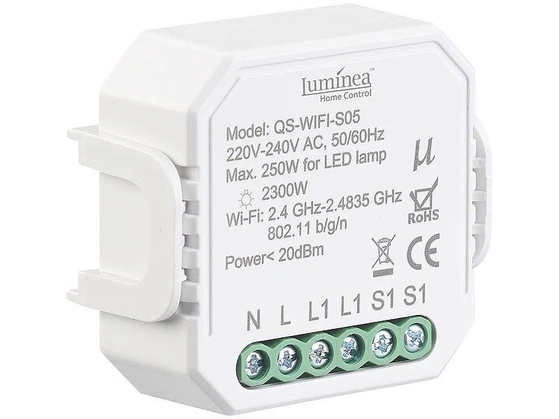 Luminea Home Control Smart Schalter:2er-Set WLAN-Unterputz-Lichtschalter, App, Für Siri, Alexa&Google Ass. - Image 2
