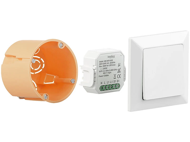 Luminea Home Control Smart Schalter:2er-Set WLAN-Unterputz-Lichtschalter, App, Für Siri, Alexa&Google Ass. - Image 4