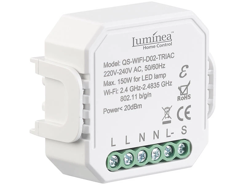 Luminea Home Control Funk Dimmer:4er-Set WLAN-Unterputz-Lichtschalter Und -Dimmer, Mit App - Image 2