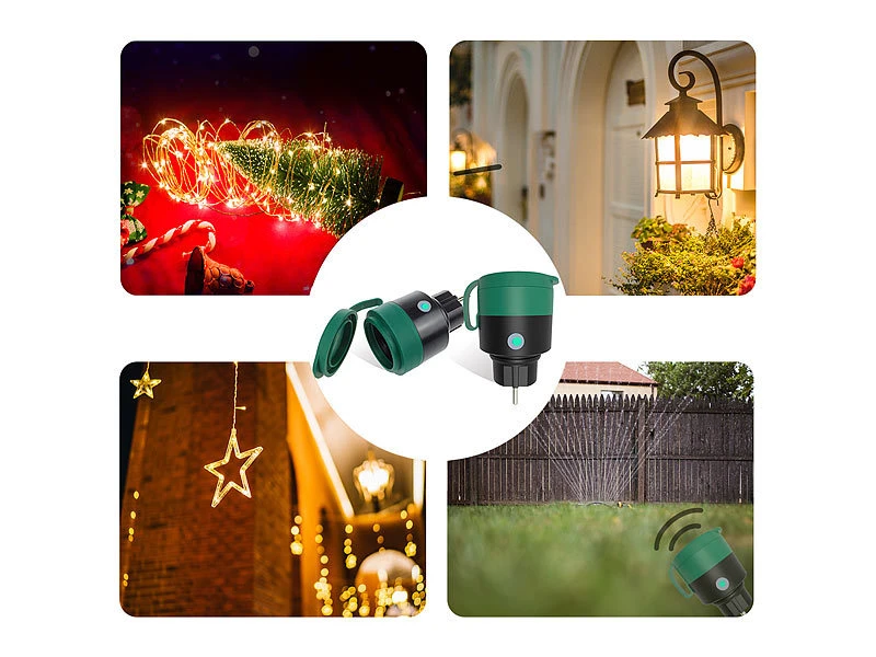 Luminea Home Control WLAN Steckdose Außen:4er-Set Outdoor-WLAN-Steckdosen F. Alexa, Siri & Google Assistant, 16A - Image 4