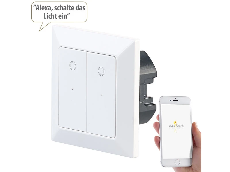 Luminea Home Control WLAN Taster:Doppel-Lichttaster Mit WLAN, App, Für Siri, Alexa & Google Assistant - Image 2