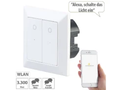 Luminea Home Control WLAN Taster:Doppel-Lichttaster Mit WLAN, App, Für Siri, Alexa & Google Assistant