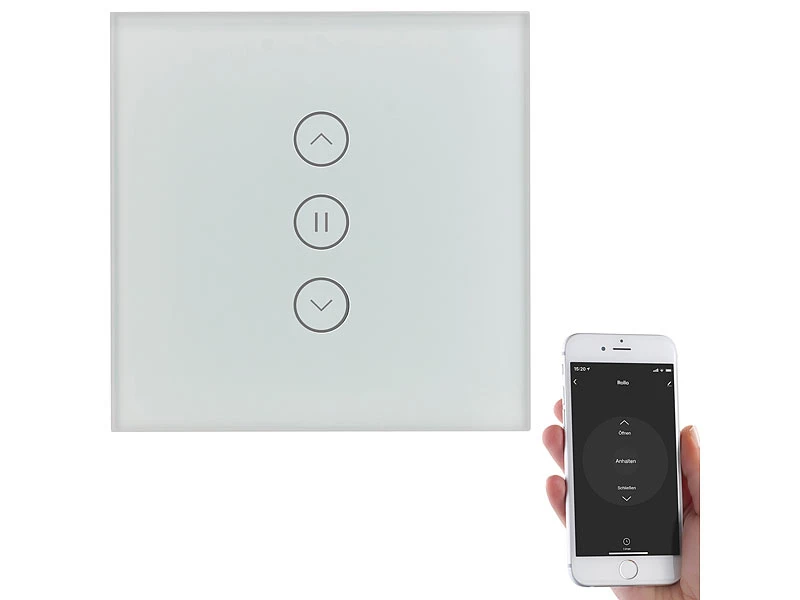 Luminea Home Control WiFi Rolladenschalter:2er-Set Rollladen-Touch-Unterputz-Steuerung, App & Sprachsteuerung - Image 10