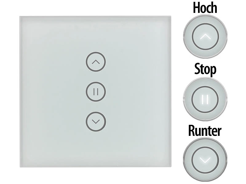 Luminea Home Control WiFi Rolladenschalter:2er-Set Rollladen-Touch-Unterputz-Steuerung, App & Sprachsteuerung - Image 5