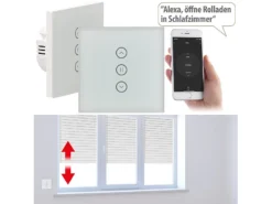 Luminea Home Control WiFi Rolladenschalter:2er-Set Rollladen-Touch-Unterputz-Steuerung, App & Sprachsteuerung