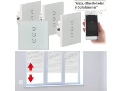 Luminea Home Control Rolladenschalter Touch:4er-Set Rollladen-Touch-Unterputz-Steuerung, App & Sprachsteuerung