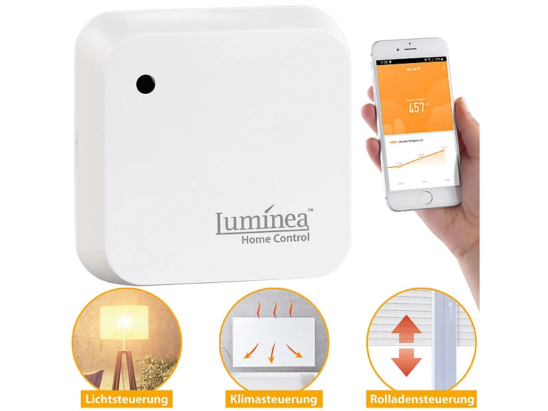 Luminea Home Control Sonnensensor:2er-Set Wetterfeste WLAN-Licht- & Dämmerungs-Sensoren Mit App, IP55 - Image 11