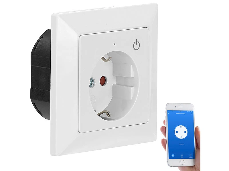 Luminea Home Control Smart Steckdosen:WLAN-Unterputz-Steckdose Mit App, Für Siri, Alexa & GA, 5er Pack - Image 14