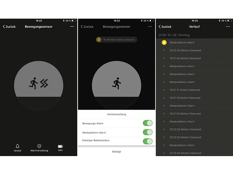 Luminea Home Control Bewegungsmelder WiFi:WLAN-PIR-Bewegungsmelder Und Lichtsensor Mit App Für Benachrichtigung - Image 5