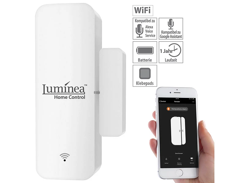 Luminea Home Control Fensteralarm:Smarte Steuerung Für Abluft, Heizung, Licht, WLAN-Sensor & -Steckdose - Image 10