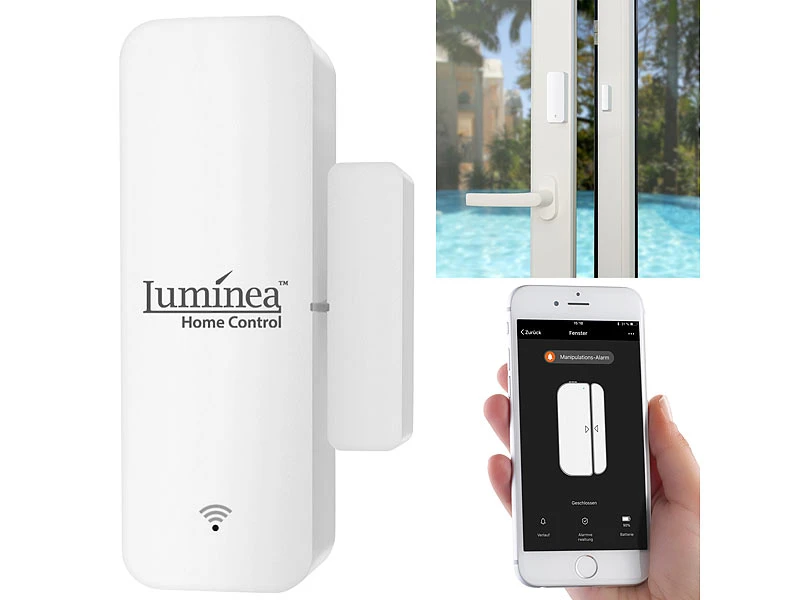 Luminea Home Control Fensterkontakte:10er-Set WLAN-Tür- & Fensteralarm, App, Für Alexa & Google Assistant - Image 11