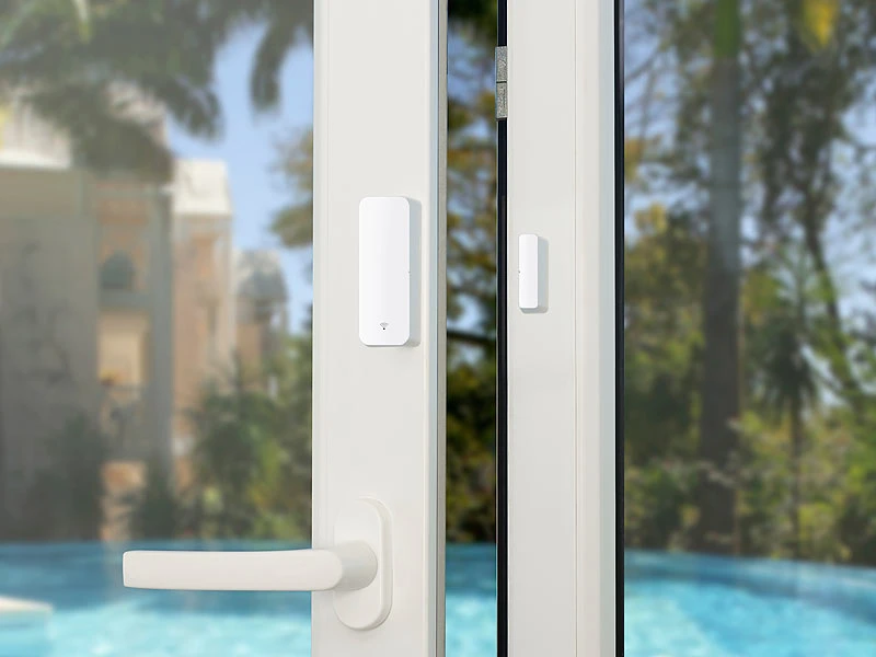 Luminea Home Control Fensterkontakt:WLAN-Tür- Und Fensteralarm Mit Weltweitem App-Zugriff, Sprachsteuerung - Image 3