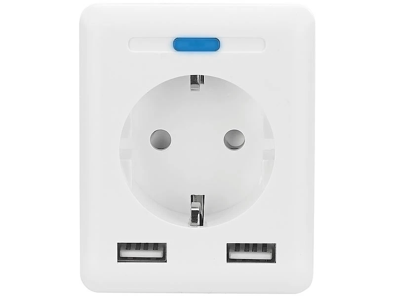 Luminea Home Control Energie Monitor:2er-Set WLAN-Steckdosen, 2 USB, App, Komp. Zu Alexa, Google, Siri - Image 6