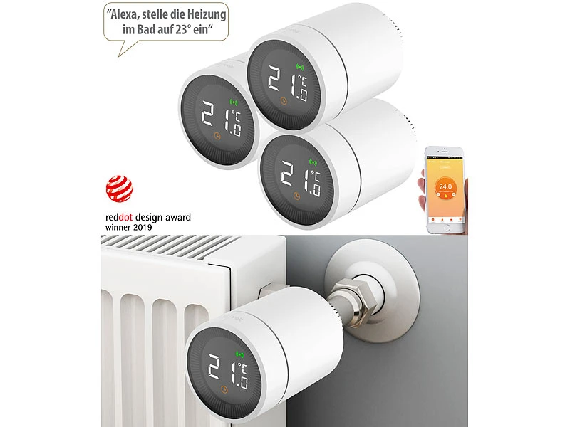 Revolt ZigBee Thermostat:3er-Set Smarte Heizkörperthermostate Mit App- Und Sprachsteuerung