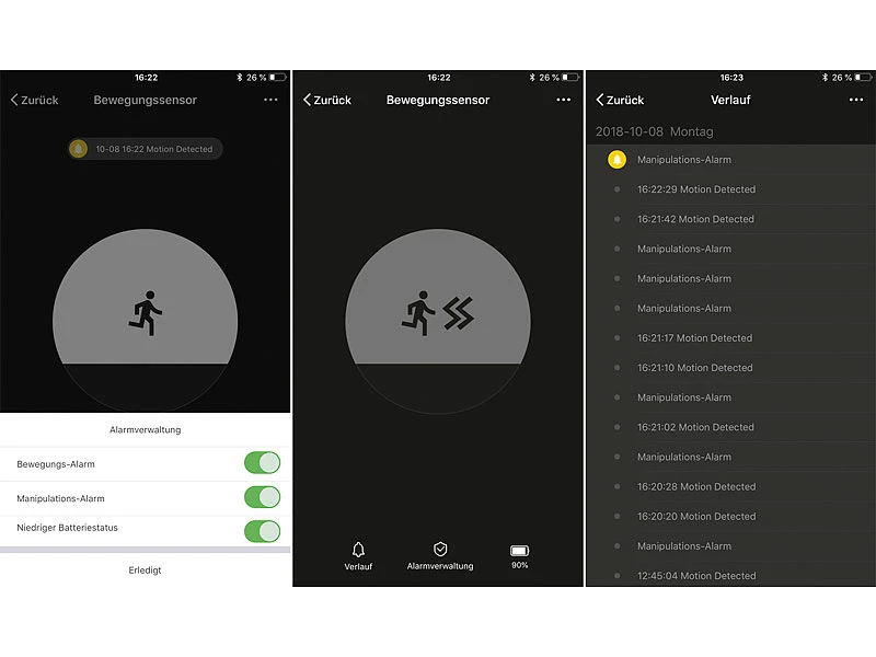 Luminea Home Control Bewegungsmelder Alexa:Extra-flacher WLAN-PIR-Bewegungsmelder Mit App, 360°, 230 Volt - Image 5